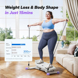 MERACH Balance Board for Adults, Rocking Stepper with Resistance Bands, Portable Wobble Board Featuring LCD Monitor, 300 lbs Capacity Ski Balance Trainer（Purple）