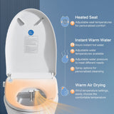 Smart Bidet Toilet Seat with Remote, Adjustable Heated Seat&Air Dryer, Endless Instant Warm Water, Multiple Spray Modes, Stainless Steel Nozzle, Soft Close, Deodorizer, 3D Curved, Elongated(NKH3101)