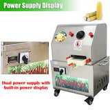 EQCOTWEA Commercial Sugarcane Juicer Machine 3-Roller Stainless Steel Sugar Cane Press Extractor 110V AC & 24V DC Dual Power Vertical Juice Press with Transformer for Sugarcane Juice Shop Home Use