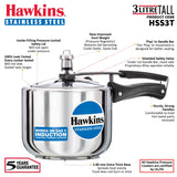 Hawkins Pressure Cooker, Stainless Steel Inner Lid Cooker, Tall Design Cooker, Induction Cooker, Silver Hss3T, 3 Liter 3 Litre