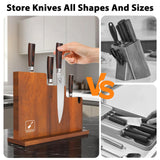 Magnetic Knife Block 13 x 10 Inches, imarku Magnetic Knife Holder Rack for Kitchen Counter, Double Sided Magnet Knife Storage Stand with Knife Sharpener, Brown