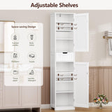 Iwell 67" Tall Bathroom Cabinet, Storage Cabinet with 2 Doors & 1 Drawer, Bathroom Storage Cabinets with Adjustable Shelves, for Living Room, Entryway, Home Office, White