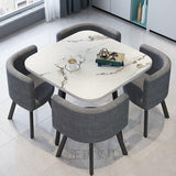 Gray Square Dining Table and Chair Set 4, Office Conference Negotiation Table with Chairs, Reception Club Kitchen Furniture