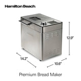 Premium Dough & Bread Maker Machine with Auto Fruit and Nut Dispenser, 2 lb. Loaf Capacity, 21 Programmable Settings Hamilton Beach