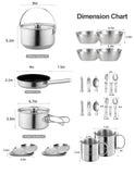 Camping Cook Sets Stainless Steel Camping Cookware Set for 4-8 Persons with Bag CretFine