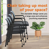 CLATINA Grey Waiting Room Chair with Wheels Mesh Back Stacking Arm Chairs