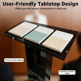 Acrylic Podium Stand, 47" Church Pulpit with Double Storage Shelves, 12mm Ultra-Thickened Clear Lectern for Teacher Classroom