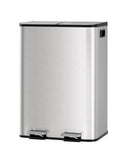 GarveeHome 2 x 8 gal Stainless Steel Double Trash Can with Lid for Kitchen, Large Dual Trash and Recycle Bin Combo, Silver