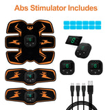 Electronic Muscle Stimulator, Abs Stimulator, EMS Abdominal Muscle Stimulator,Muscle Trainer,USB Rechargeable Gear for Abdomen/Arm/Leg, Ab Stimulator Equipment for Men Women,12 Free Gel Pads