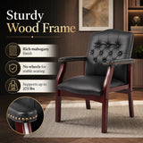 WDYLWFHW Black Leather Office Guest Chair for Reception Waiting Room