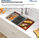 Sarlai 32 Inch Undermount Sink Stainless Steel Undermount Kitchen Sinks Workstation Single Bowl 16 Gauge Under Counter Kitchen Sink Basin 32x19x10 Inch