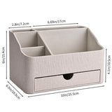 KINGFOM PU Leather Desk Organizer with Drawer, 5 Compartments Desktop Storage Caddy for Office & Home Supplies, Pen Holder for Remote Control, Phone & Accessories, Mail Organizer Countertop(Beige)
