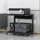 HiFi Fur MultiMa AV Cart with Wheels 2-Tier Wooden Sto Unit Sturdy Printer Table for Living Room Game Room & Office Black 50x40 cm