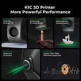 Creality K1C 3D Printer, 600mm/s High-Speed Auto Leveling Clog-Free Robust Direct  Silent Mode Support Carbon Fiber Filaments