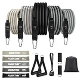 WIKDAY Exercise Resistance Bands with Handles for Working Out 150 Lbs Workout Bands Set with Loop Bands Door Anchor for Physical Therapy, Yoga, Pilates, Gray