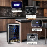 Electactic Wine Cooler 37 Bottle Freestanding Fridge with Stainless Steel Reversible Glass Door for Home Kitchen Bar, 4.5 Cu.ft Silver
