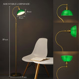 O’Bright Heritage - Banker’s Floor Lamp, 3-Level Touch Dimming, Adjustable Tilt Shade, Removable Lampshade Design, E26 Socket with 6W Dimmable LED Bulb, Green Glass Shade, Antique Brass