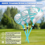 MAZEL 12 Pieces Men's Complete Golf Clubs Set or Individual Golf Clubs - Titanium Driver (Complete Golf Set, Light Blue)