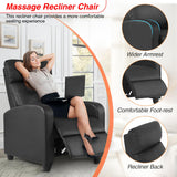 FDW Recliner Sofa Massage Chair Home Theater Seating with Lumbar Support and Padded Backrest for Living Room and Bedroom (Leather, Black)