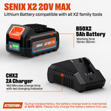 SENIX 20V 15" Weed Wacker, String Trimmer w/5.0Ah Battery & 2A Charger, Variable Speed, Brushless Motor, Lightweight 6.6lbs (GTX2-M3)