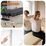 VIRRMO Portable Massage Table with Neck Stretcher, Light Weight 84 in Massage Bed Adjustable Lash Bed Tattoo Table for Eyelash Extensions Beauty Spa (Aluminum, Black)