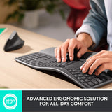Logitech Ergo K860 Wireless Ergonomic Keyboard with Wrist Rest and MX Vertical Wireless Mouse