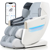 iBooMas Deep Tissue Massage Chair, Full Body Zero Gravity Massage Chair with SL Track, 12+6 Modes, Auto Extending Footrest, Body Scan, Foot Roller, Heating, Airbags, APP & AI Voice Control (White)