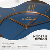 Wall Clock Metal Frame Modern Style 15.9 Inch Silent Analog Roman Numerals Home Decorative for Bedroom, Living Room