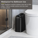 EKO Astro Slim Sensor Trash Can, 10L / 2.6 Gallon Touchless Garbage Bin with Soft-Close Retractable Wing Lid, Motion Sensor Stainless Steel Trash Can for Bathroom and Office, Waterproof, Black
