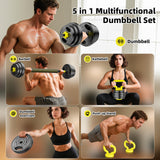 HUAYA Adjustable Dumbbell Set, 10-90lbs Free Weights with Connector – 4 in 1 Dumbbells, Barbell, Kettlebell & Push Up Stand, Adjustable Weights Set (Orange 30lbs (15lbs*2))