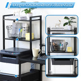 Computer Desk with Power Outlets and Storage Shelves, Reversible Home Office Desk with 2 Fabric Drawers
