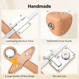 universal trotter Vintage PU Leather Luggage Set, Retro Trunk Suitcase with Wide Aluminum Frame, TSA Key Locks and Smooth 360° Spinner Wheels (Natural Tan Trim,20"+12")