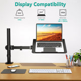 Laptop Tray Desk Mount for 1 Laptop Notebook up to 17 inch, Fully Adjustable, 22 lbs Capacity WALI