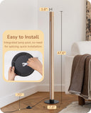 EDISHINE Corner Floor Lamp, Upgraded Dual-Sided Lighting, Wooden Floor Lamps for Living Room, Standing Lamp with Remote/Foot Control, 7CCT & Dimmable Floor Lamp for Bedroom, Office, Natural Wood