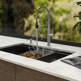 Kitchen Faucet with Pull Down Sprayer - Commercial High Arc Stainless Steel Kitchen Sink Faucet, Single Handle Kitchen Faucets for RV Bar Laundry Farmhouse Camper Outdoor Brushed Silver