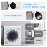Elevon 1500W Portable Clothes Dryer, 3.5 cu.ft Electric Drying Machine for Laundry with Steel Tub for Apartment, Dorms, Compact Dryer for Small Space, Black/White