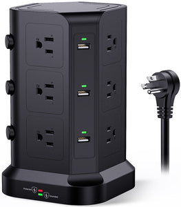 Power Strip Tower by KOOSLA, [15A 1500J] Surge Protector - 12 AC Multiple Outlets & 6 USB Ports KOOSLA