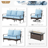 Sophia & William Metal Patio Furniture Set with Fire Pit Table, 7 Seats
