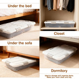 Ehahat 4 PCS*49 Qt Wheeled Latching Under Bed Storage, Double Opening Lids Stackable Bin with Latch Lid, Plastic Container to Organize Shoes Underbed, Clear with White Lid(White)