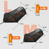 Lulladle Camping Hammock - 500lbs Capacity Portable Hammock with 2 Tree Straps and with Mosquito Net,Nylon Hanging Hammock Easy Setup and Pack for Outdoors Camping,Backpacking,Hiking - Double/Single