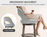 Mapleyard 30 Inch Swivel Upholstered Velvet Bar Stools Set of 4, Sage Grey