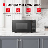 TOSHIBA Small Microwave Oven with 11 Power Levels, ChefDefrost, Sound On/Off & Eco Mode, 0.7 Cu Ft, 700W, Black, MM-EM07PA(BK)