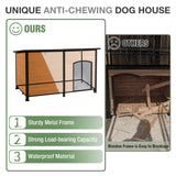 59.1’’ Extra Large Heated Dog House Outdoor for Winter, Insulated Dog Kennel with Metal Frame, Weatherproof Dog Shelter with Heating Pad and All-Around Insulated Liner for Large Breed Outside (Brown)