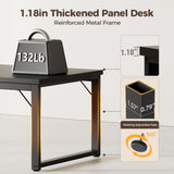 54 Inch Computer Desk with Power Outlets, 1.2" Thick Heavy Duty Industrial Office Desk
