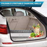 IRONWALLS Portable Charcoal Grills, 32" x 8" Stainless Steel Folded Camping Grill Kebab Skewer Barbecue Grill Kit for Garden Backyard Party Picnic Travel Home Outdoor Cooking Use