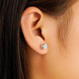 MSBLUE®White 2 Ct. DEW Round Brilliant 4-Prong Solitaire Stud Earrings | Alternative | D Color VVS1 Clarity | Hypoallergenic, For Anniversary, Gift, Women