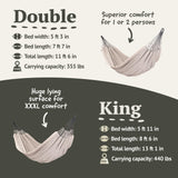 La Siesta Flora Classic Organic Cotton Hammock - Indoor/Outdoor Patio Bed, Portable 2-Person Double Hammock - King, Zebra