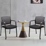 CLATINA Black Waiting Room Chair with Wheels Mesh Back Stacking Arm Chairs