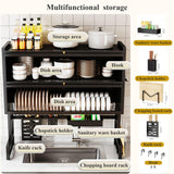 Large Over The Sink Dish Drying Rack 4 Tiers with Cover, Space-Saving Keep Kitchen Sink Shlef Organized, Drying Rack for Dishes, Glasses, Bowls, Cutlery Black(White,65cm)