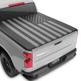 MotorBox Soft Roll-Up Truck Tonneau Cover for Chevy Silverado 1500 / GMC Sierra 1500 (2007-2018) with 5.8 ft Bed Length, All-Weather Retractable Truck Bed Cover with Black Flag Graphic, Aluminum